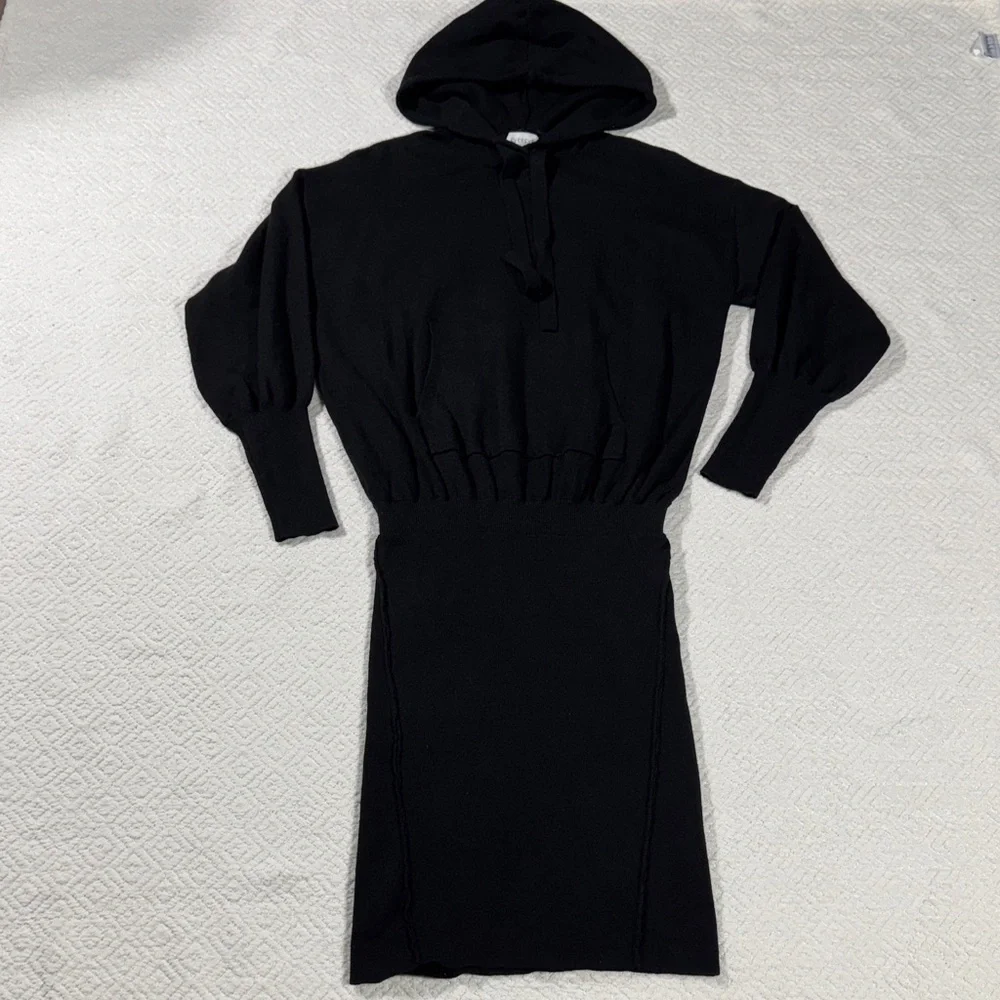 Evereve Black Hooded Sweater Dress Sz XS